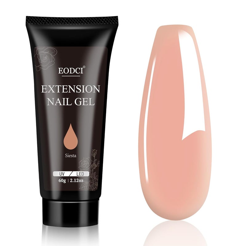 eodci Nude Poly Extension Gel, 60g Nude Poly Nial Gel Builder for Nail Art Decoration, Natural Pink Nail Thickening Poly Extension Easy to DIY Use at Home Need UV Lamp - Image 1